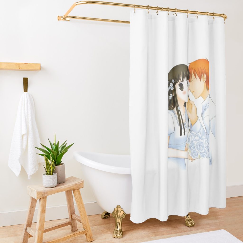 Fruits Basket Tohru Honda And Kyou Sohma Wedding Kiss Spread Shower Curtain Official Fruits Basket Merch