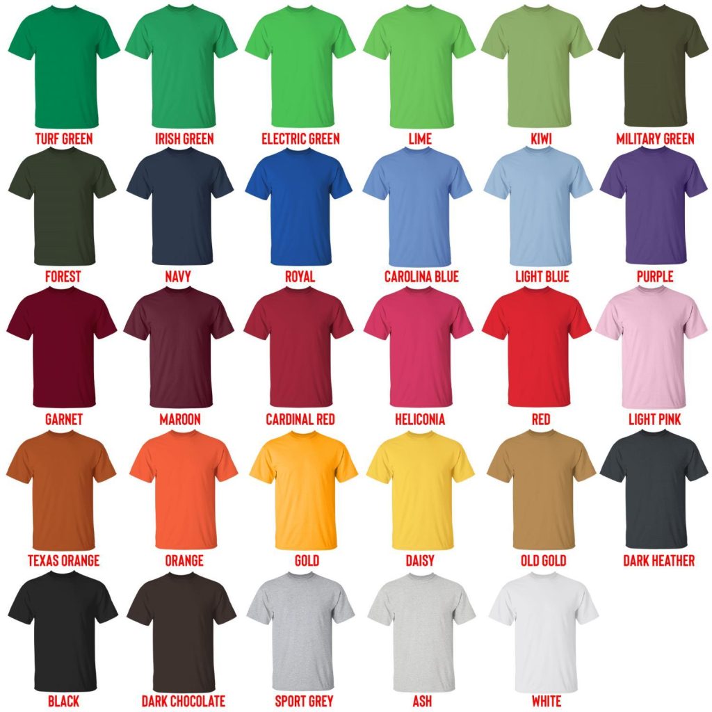 t shirt color chart - Fruits Basket Shop