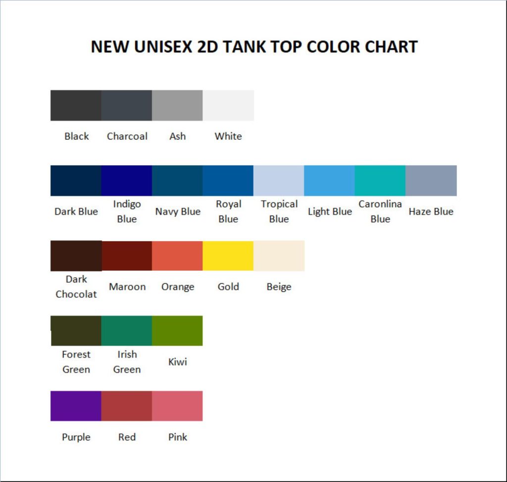 tank top color chart - Fruits Basket Shop